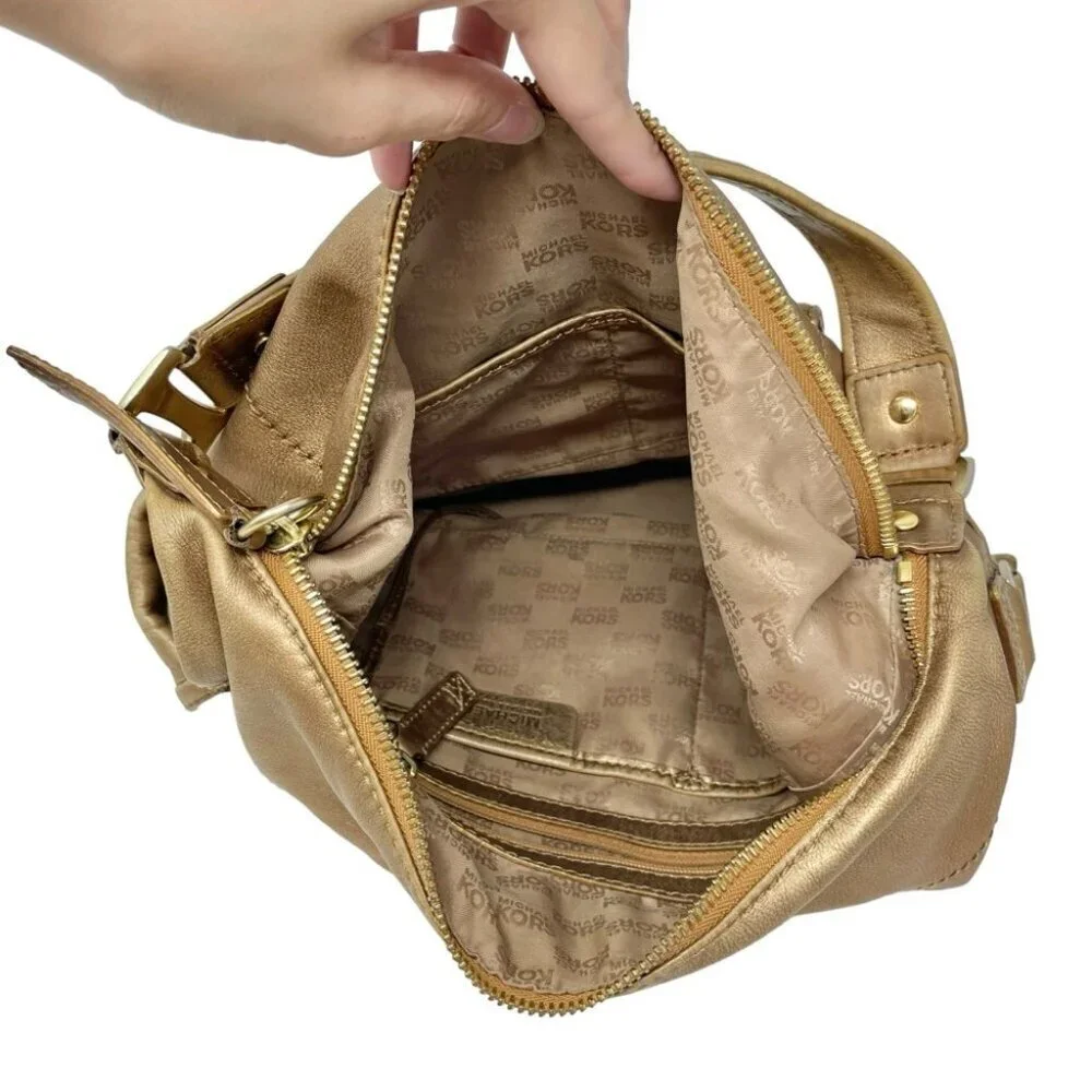 Michael Kors Austin Bronze Metallic Leather Large Hobo Bag - Picture 9 of 15
